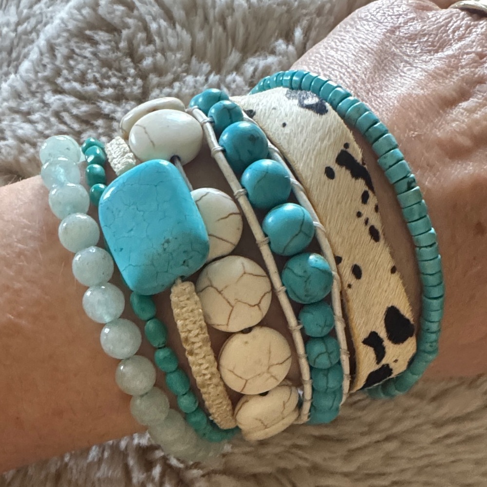 Victoria Emerson Turquoise and Cream Bracelet Set